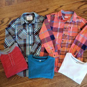 5 Piece Lot 2 Long Sleeve Shirts and 3 Long Sleeve T-Shirts Medium  Large Boys